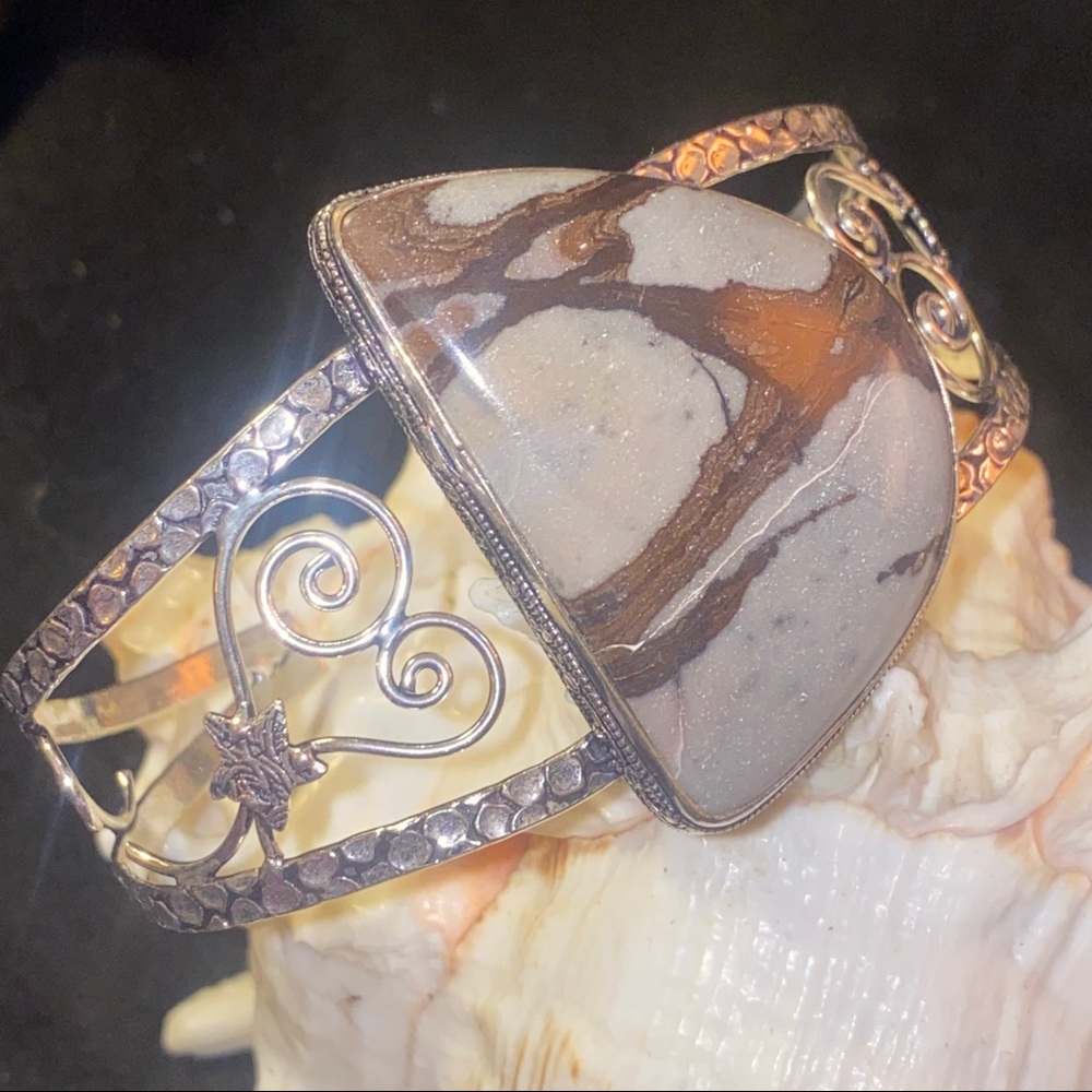 SALE ⭐️ Coconut Jasper handcrafted oversized Adjustable cuff